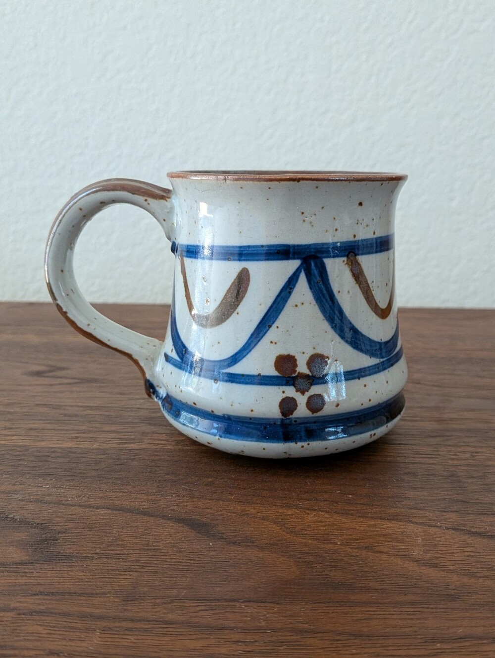 Vintage MCM Otagiri Blue & Brown Speckled Stoneware Coffee Mug